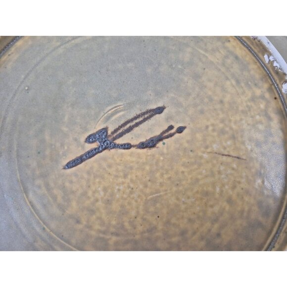 John Shedd Pottery Dinner Plate Green Yellow Art Studio Signed Stoneware - Picture 8 of 10